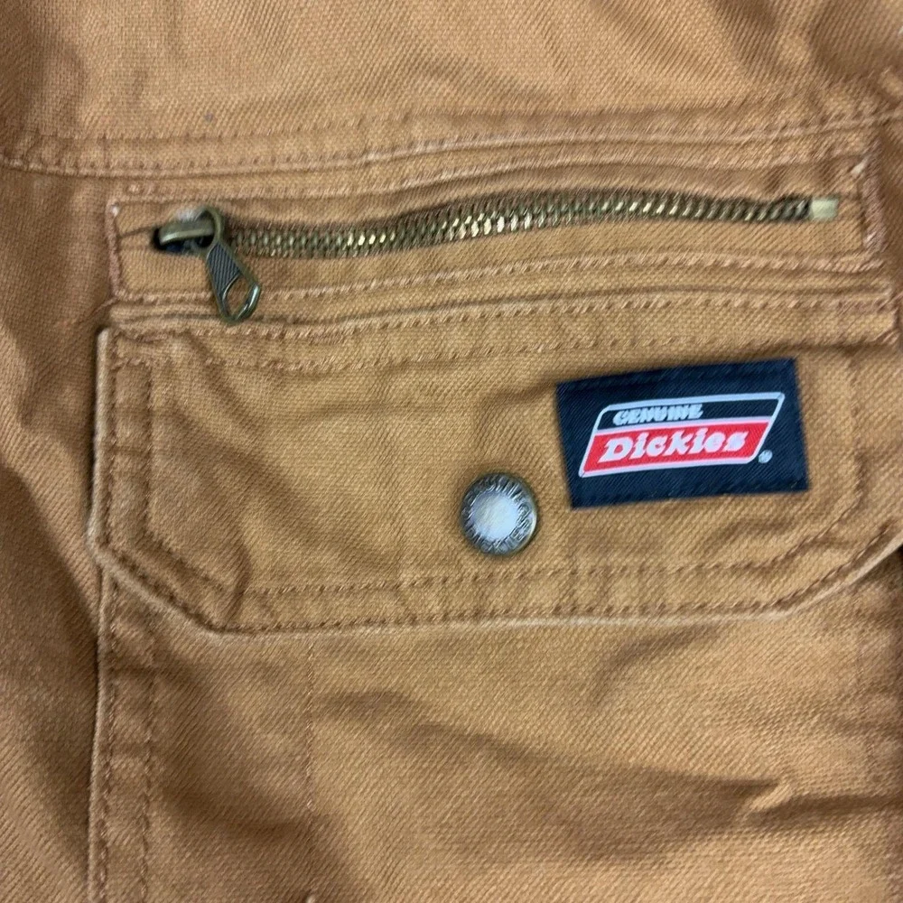 Dickies Jacket Mens XL Brown Canvas Hooded Quilted Lined Full Zip 5319 Workwear